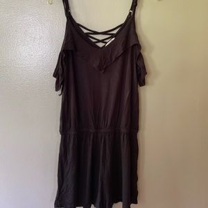Black Aeropostale Romper with Off-the-Shoulder Sleeves